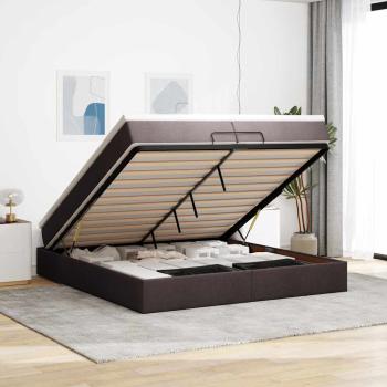 ARDEBO.de - Ottoman-Bett mit Matratzen Dunkelbraun 200x200 cm Stoff