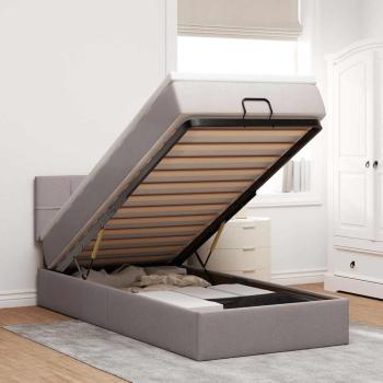 ARDEBO.de - Ottoman-Bett mit Matratze Taupe 100x200 cm Stoff