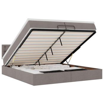 Ottoman-Bett mit Matratzen & LEDs Taupe 200x200 cm Stoff