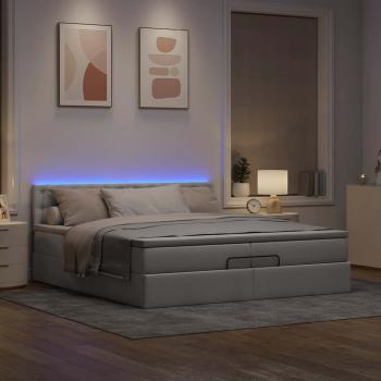 Ottoman-Bett mit Matratzen & LEDs Taupe 200x200 cm Stoff