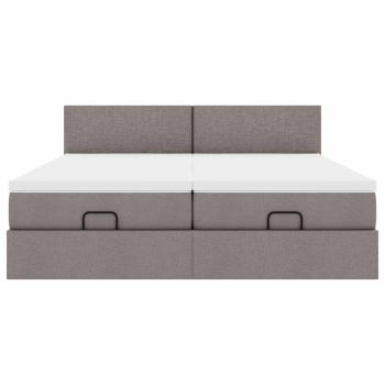 Ottoman-Bett mit Matratzen & LEDs Taupe 200x200 cm Stoff