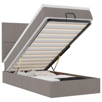 Ottoman-Bett mit Matratze & LEDs Taupe 90x190 cm Stoff