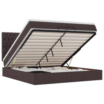 Ottoman-Bett mit Matratzen & LEDs Dunkelbraun 200x200 cm Stoff