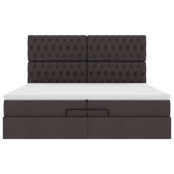 Ottoman-Bett mit Matratzen & LEDs Dunkelbraun 200x200 cm Stoff