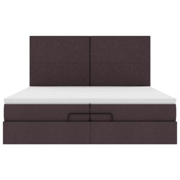 Ottoman-Bett mit Matratzen & LEDs Dunkelbraun 200x200 cm Stoff