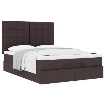 Ottoman-Bett mit Matratze Dunkelbraun 140x200 cm Stoff