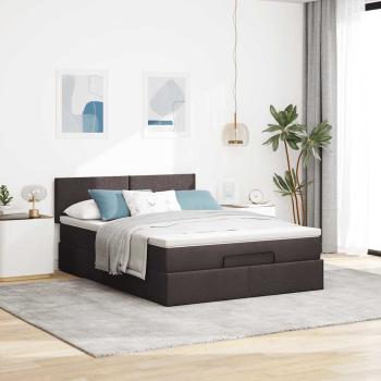 Ottoman-Bett mit Matratze Dunkelbraun 140x200 cm Stoff