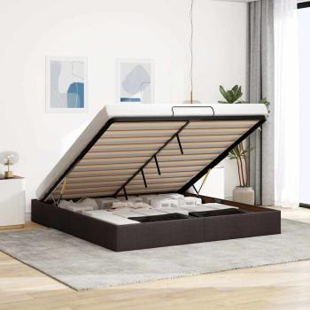 ARDEBO.de - Ottoman-Bett ohne Matratze Dunkelbraun 200x200 cm Stoff