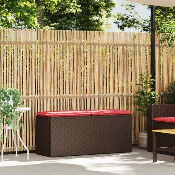 Gartenbank mit Kissen Braun 110x40x44 cm Poly Rattan
