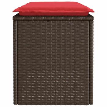 Gartenbank mit Kissen Braun 110x40x44 cm Poly Rattan