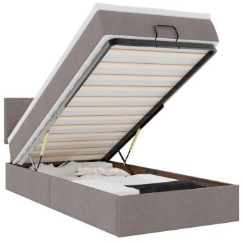 Ottoman-Bett mit Matratze & LEDs Taupe 100x200 cm Stoff