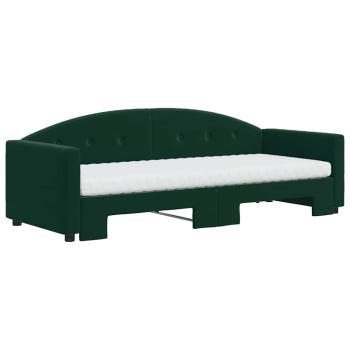 Tagesbett Ausziehbar mit Matratzen Dunkelgrün 80x200 cm Samt