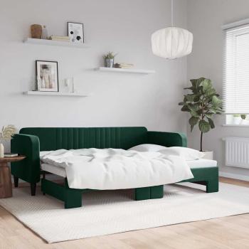 ARDEBO.de - Tagesbett Ausziehbar Dunkelgrün 80x200 cm Samt