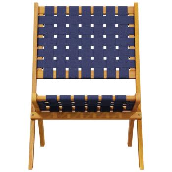 Klappstühle, 2 Stück mit Tisch, dunkelblaues Massivholz