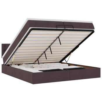 Ottoman-Bett mit Matratzen & LEDs Dunkelbraun 200x200 cm Stoff