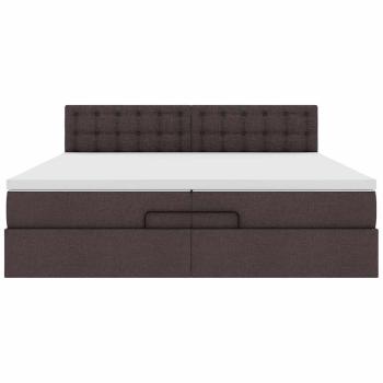 Ottoman-Bett mit Matratzen & LEDs Dunkelbraun 200x200 cm Stoff