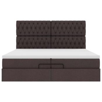 Ottoman-Bett mit Matratzen Dunkelbraun 200x200 cm Stoff