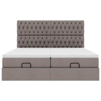 Ottoman-Bett mit Matratzen Taupe 200x200 cm Stoff