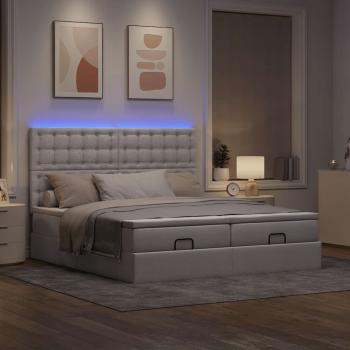 Ottoman-Bett mit Matratzen & LEDs Taupe 200x200 cm Stoff