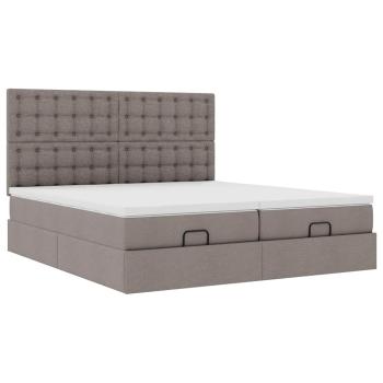 Ottoman-Bett mit Matratzen & LEDs Taupe 200x200 cm Stoff