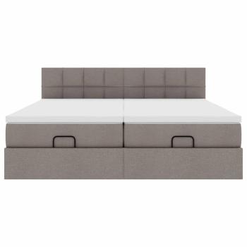 Ottoman-Bett mit Matratzen Taupe 200x200 cm Stoff