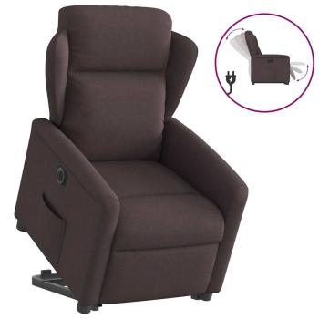 Relaxsessel mit Aufstehhilfe Elektrisch Dunkelbraun Stoff