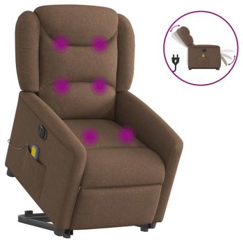 ARDEBO.de - Elektrischer Massagesessel mit Aufstehhilfe Braun Stoff
