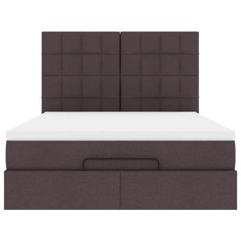 Ottoman-Bett mit Matratze & LEDs Dunkelbraun 140x200 cm Stoff