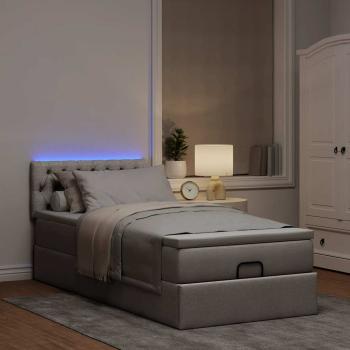 Ottoman-Bett mit Matratze & LEDs Taupe 90x190 cm Stoff