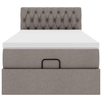 Ottoman-Bett mit Matratze & LEDs Taupe 90x190 cm Stoff