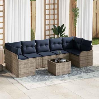 ARDEBO.de - Sofa Set 8 stk. 7-Sitzanzahl Grau Poly-Rattan