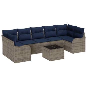 Sofa Set 8 stk. 7-Sitzanzahl Grau Poly-Rattan