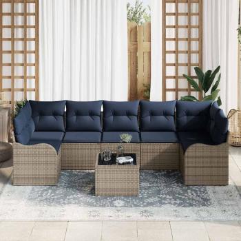 Sofa Set 8 stk. 7-Sitzanzahl Grau Poly-Rattan