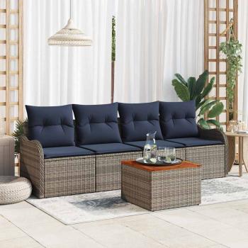 ARDEBO.de - Gartensofa-set 5 stk. Grau Poly-Rattan