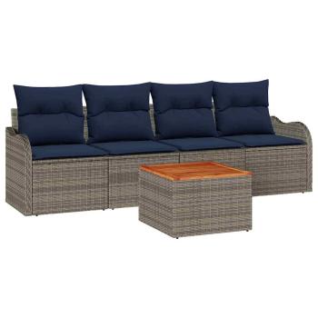 Gartensofa-set 5 stk. Grau Poly-Rattan
