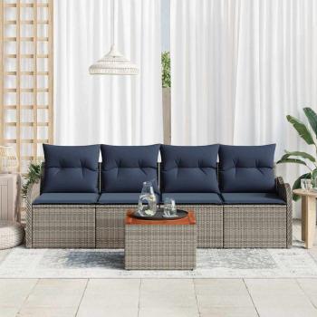 Gartensofa-set 5 stk. Grau Poly-Rattan