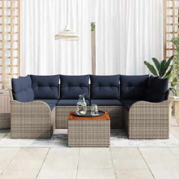 ARDEBO.de - Gartensofa-set 7 stk. Grau Poly-Rattan