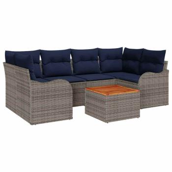 Gartensofa-set 7 stk. Grau Poly-Rattan