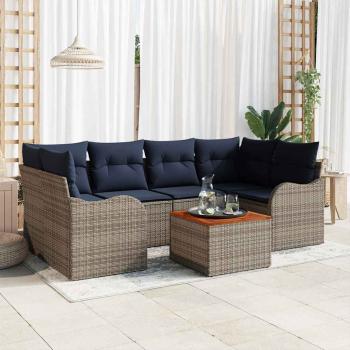 Gartensofa-set 7 stk. Grau Poly-Rattan