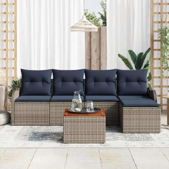 ARDEBO.de - Gartensofa-set 6 stk. Grau Poly-Rattan