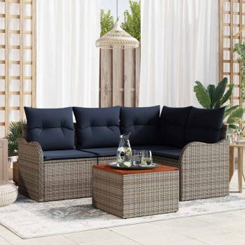 ARDEBO.de - Gartensofa-set 5 stk. Grau Poly-Rattan