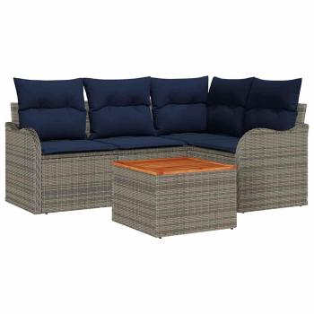 Gartensofa-set 5 stk. Grau Poly-Rattan