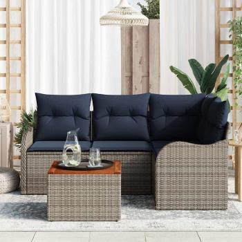 Gartensofa-set 5 stk. Grau Poly-Rattan