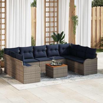 ARDEBO.de - Gartensofa-set 10 stk. Grau Poly-Rattan