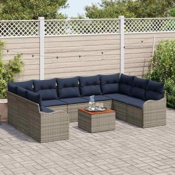 Gartensofa-set 10 stk. Grau Poly-Rattan