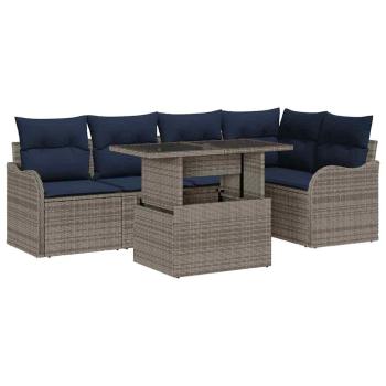 Essgruppe 6 stk. Grau Poly Rattan