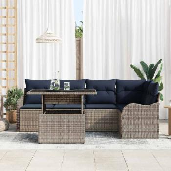 Essgruppe 6 stk. Grau Poly Rattan