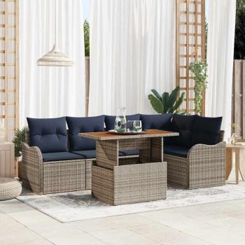 ARDEBO.de - Gartensofa-set 6 stk. 5-Sitzanzahl Grau und Marineblau