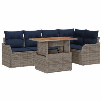 Gartensofa-set 6 stk. 5-Sitzanzahl Grau und Marineblau