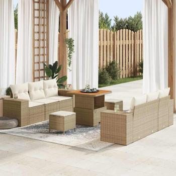 ARDEBO.de - Gartensofa-set Beige und Creme Poly Rattan